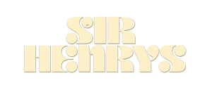 Graphical text reading "sir henrys" in a stylized font with overlapping letters.